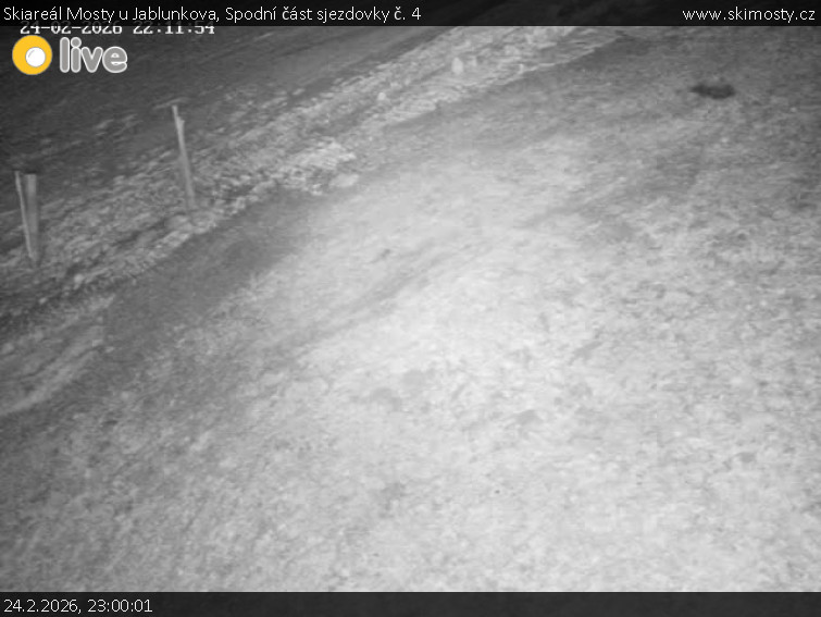 Skiareál Mosty u Jablunkova - Spodní část sjezdovky č. 4 - 24.2.2026 v 23:00