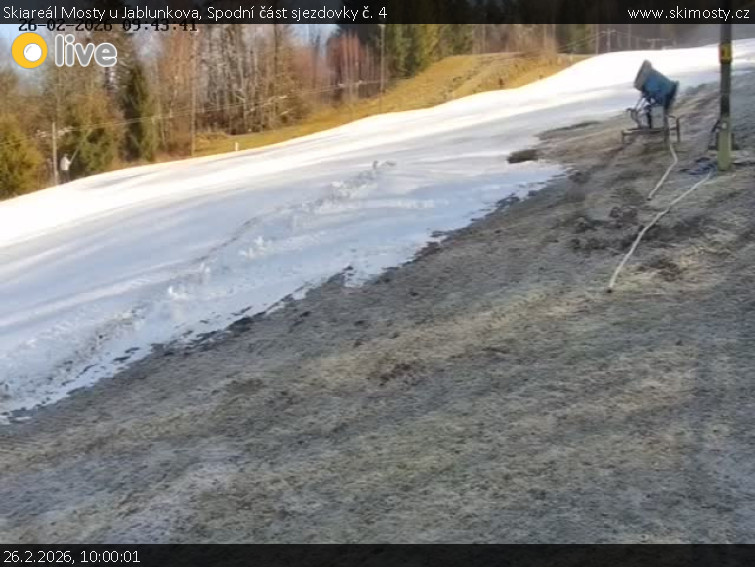 Skiareál Mosty u Jablunkova - Spodní část sjezdovky č. 4 - 26.2.2026 v 10:00