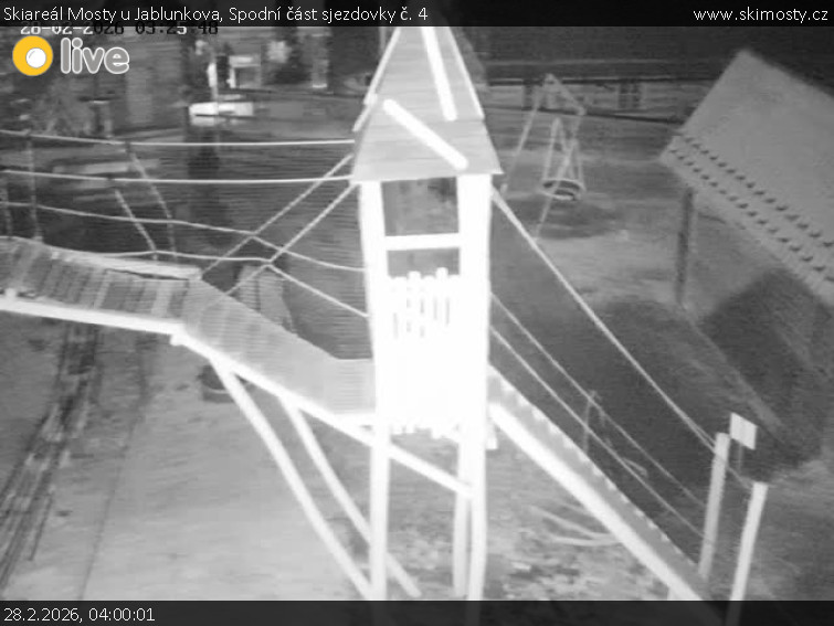 Skiareál Mosty u Jablunkova - Spodní část sjezdovky č. 4 - 28.2.2026 v 04:00