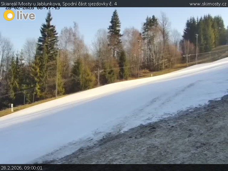 Skiareál Mosty u Jablunkova - Spodní část sjezdovky č. 4 - 28.2.2026 v 09:00
