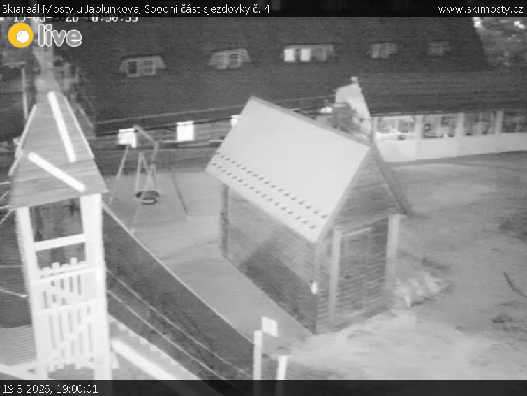 Skiareál Mosty u Jablunkova - Spodní část sjezdovky č. 4 - 19.3.2026 v 19:00