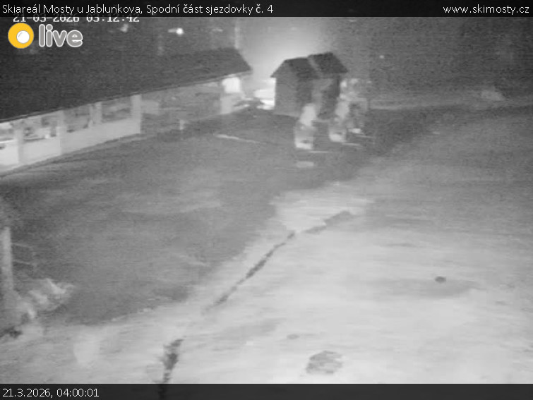 Skiareál Mosty u Jablunkova - Spodní část sjezdovky č. 4 - 21.3.2026 v 04:00