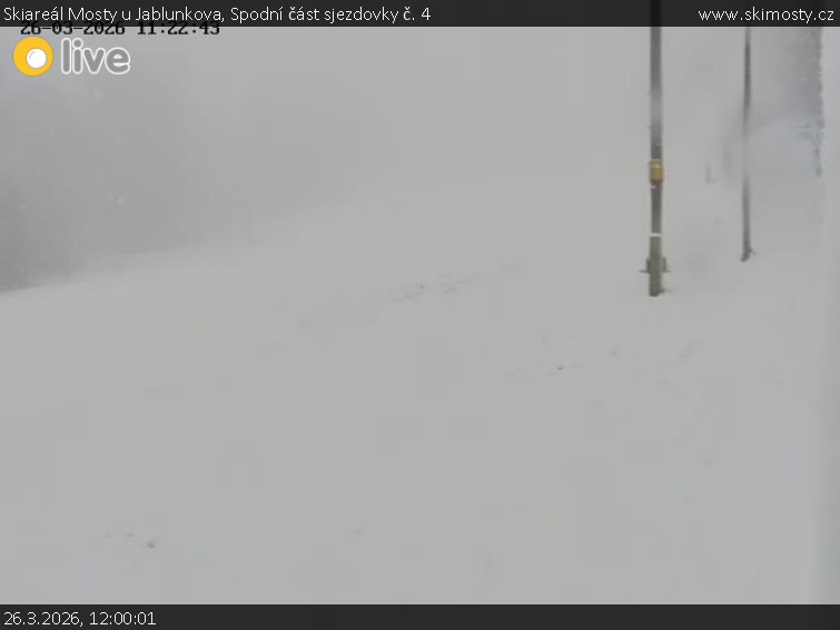 Skiareál Mosty u Jablunkova - Spodní část sjezdovky č. 4 - 26.3.2026 v 12:00
