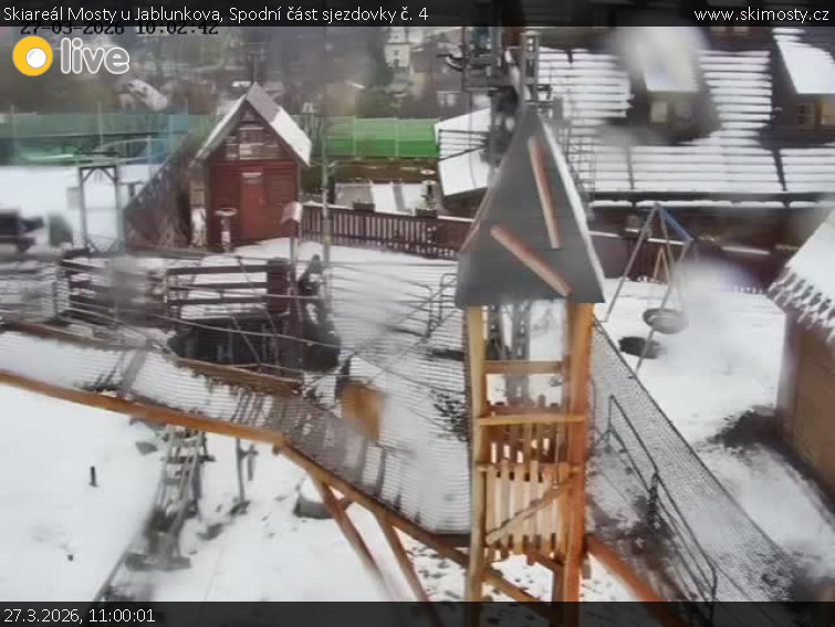 Skiareál Mosty u Jablunkova - Spodní část sjezdovky č. 4 - 27.3.2026 v 11:00