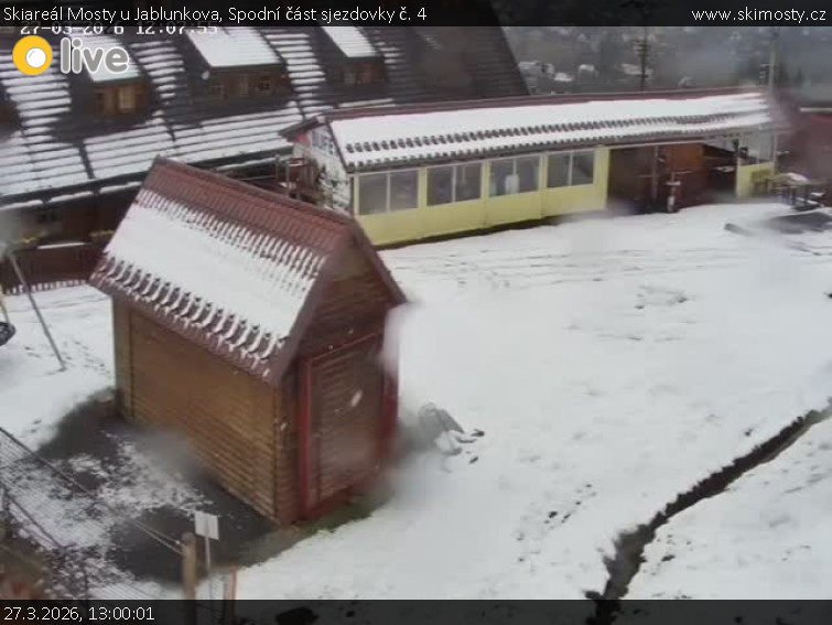 Skiareál Mosty u Jablunkova - Spodní část sjezdovky č. 4 - 27.3.2026 v 13:00