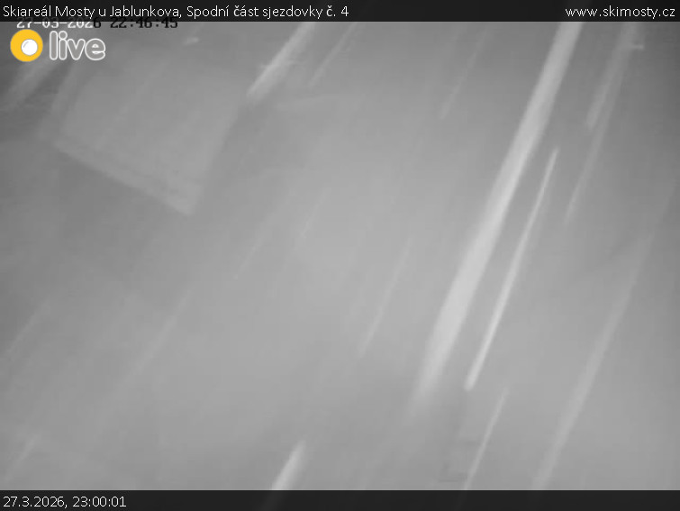 Skiareál Mosty u Jablunkova - Spodní část sjezdovky č. 4 - 27.3.2026 v 23:00