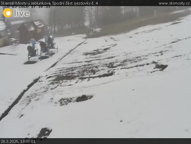 Skiareál Mosty u Jablunkova - Spodní část sjezdovky č. 4 - 28.3.2026 v 18:00