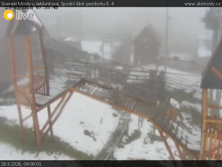Skiareál Mosty u Jablunkova - Spodní část sjezdovky č. 4 - 29.3.2026 v 08:00