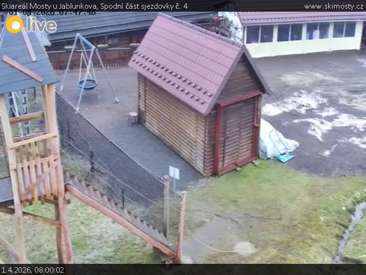Skiareál Mosty u Jablunkova - Spodní část sjezdovky č. 4 - 1.4.2026 v 08:00