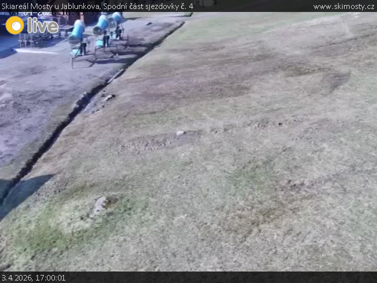 Skiareál Mosty u Jablunkova - Spodní část sjezdovky č. 4 - 3.4.2026 v 17:00