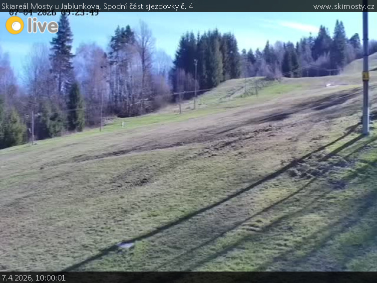 Skiareál Mosty u Jablunkova - Spodní část sjezdovky č. 4 - 7.4.2026 v 10:00
