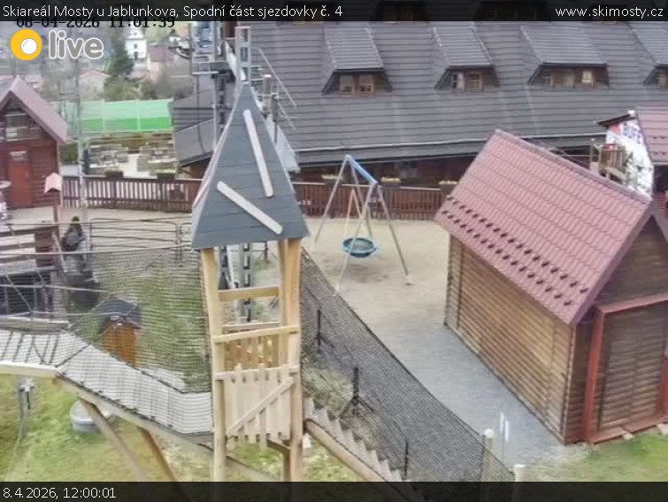 Skiareál Mosty u Jablunkova - Spodní část sjezdovky č. 4 - 8.4.2026 v 12:00