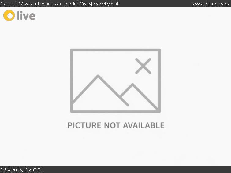 Skiareál Mosty u Jablunkova - Spodní část sjezdovky č. 4 - 28.4.2026 v 03:00