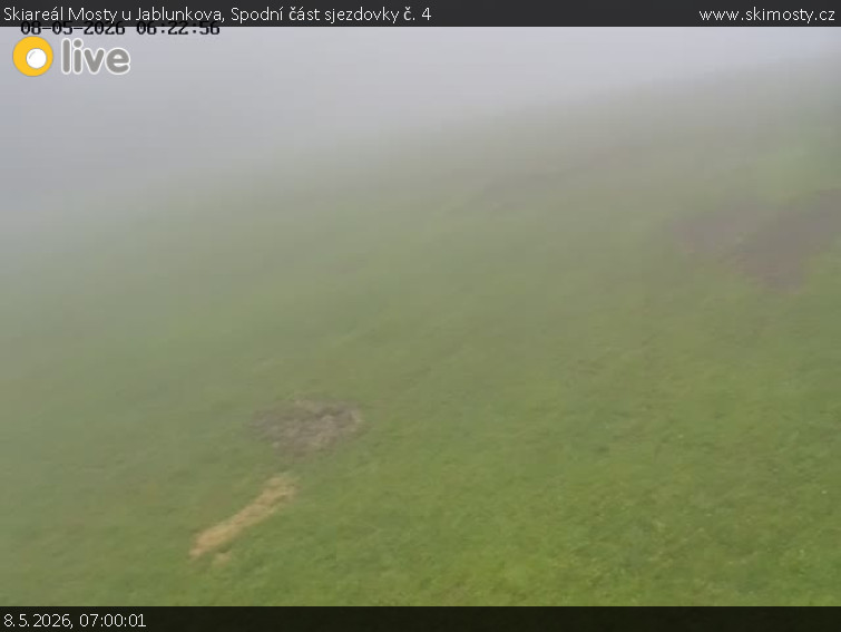Skiareál Mosty u Jablunkova - Spodní část sjezdovky č. 4 - 8.5.2026 v 07:00
