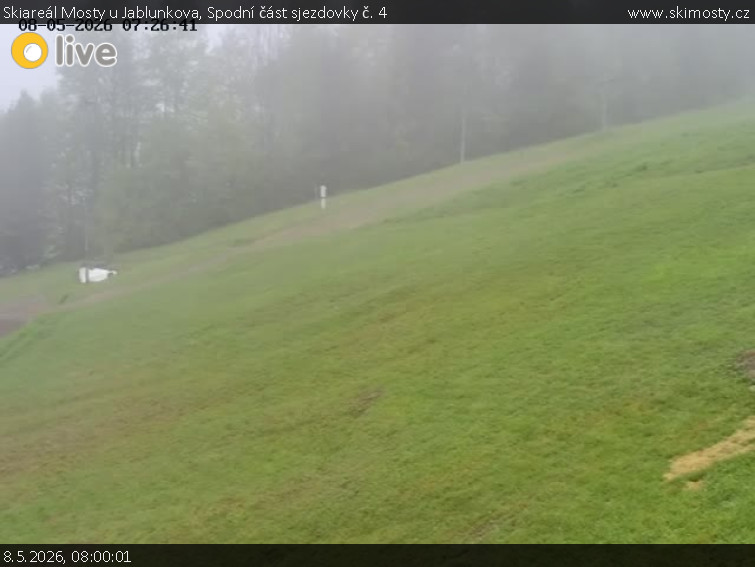 Skiareál Mosty u Jablunkova - Spodní část sjezdovky č. 4 - 8.5.2026 v 08:00