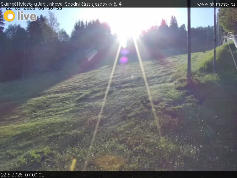 Skiareál Mosty u Jablunkova - Spodní část sjezdovky č. 4 - 22.5.2026 v 07:00