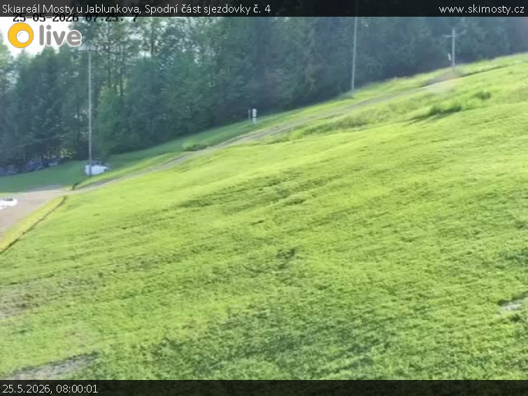 Skiareál Mosty u Jablunkova - Spodní část sjezdovky č. 4 - 25.5.2026 v 08:00