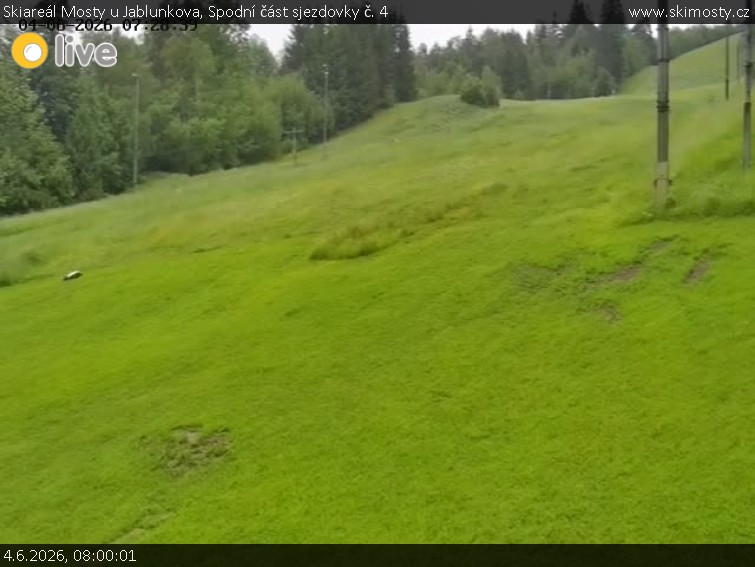 Skiareál Mosty u Jablunkova - Spodní část sjezdovky č. 4 - 4.6.2026 v 08:00