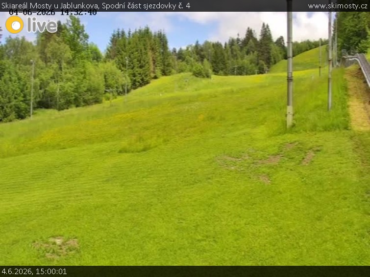 Skiareál Mosty u Jablunkova - Spodní část sjezdovky č. 4 - 4.6.2026 v 15:00