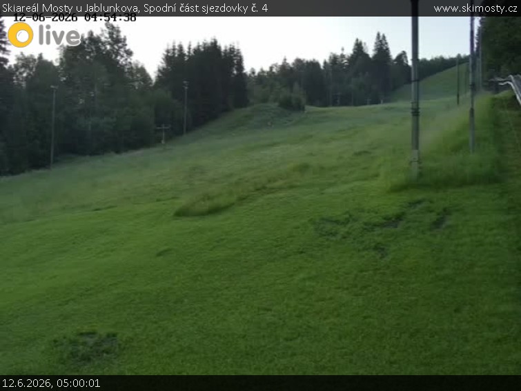 Skiareál Mosty u Jablunkova - Spodní část sjezdovky č. 4 - 12.6.2026 v 05:00