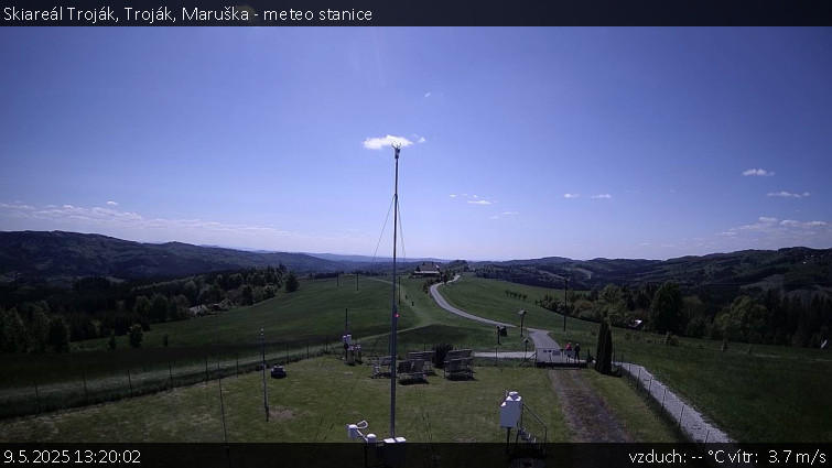 Skiareál Troják - Troják, Maruška - meteo stanice - 9.5.2025 v 13:20 Skiareál Troják - Troják, Maruška - meteo stanice - 9.5.2025 v 13:20