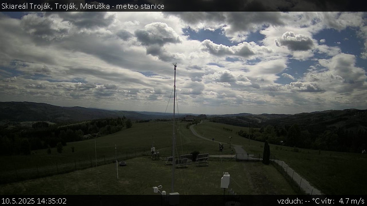 Skiareál Troják - Troják, Maruška - meteo stanice - 10.5.2025 v 14:35 Skiareál Troják - Troják, Maruška - meteo stanice - 10.5.2025 v 14:35