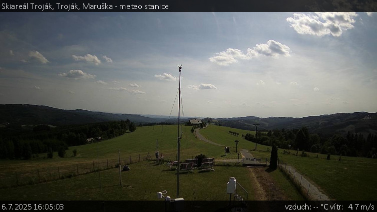 Skiareál Troják - Troják, Maruška - meteo stanice - 6.7.2025 v 16:05 Skiareál Troják - Troják, Maruška - meteo stanice - 6.7.2025 v 16:05