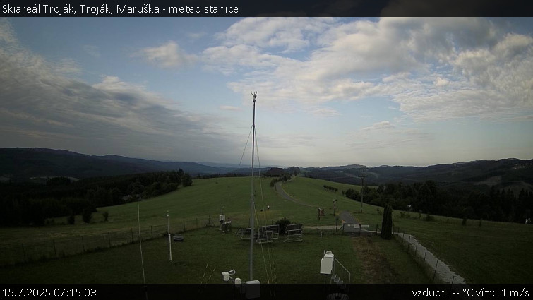 Skiareál Troják - Troják, Maruška - meteo stanice - 15.7.2025 v 07:15 Skiareál Troják - Troják, Maruška - meteo stanice - 15.7.2025 v 07:15