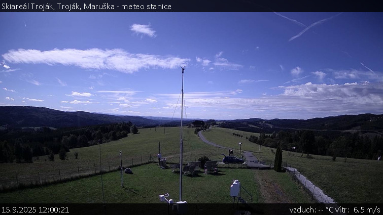 Skiareál Troják - Troják, Maruška - meteo stanice - 15.9.2025 v 12:00 Skiareál Troják - Troják, Maruška - meteo stanice - 15.9.2025 v 12:00