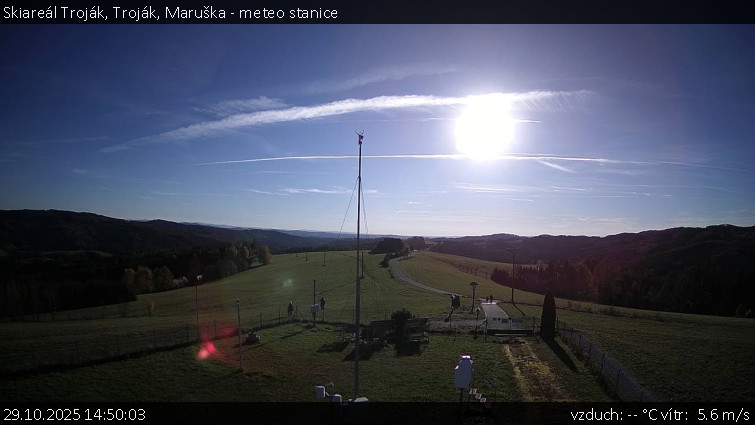 Skiareál Troják - Troják, Maruška - meteo stanice - 29.10.2025 v 14:50 Skiareál Troják - Troják, Maruška - meteo stanice - 29.10.2025 v 14:50
