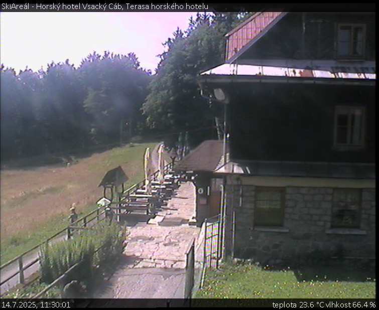 SkiAreál - Horský hotel Vsacký Cáb - Terasa horského hotelu - 14.7.2025 v 11:30 SkiAreál - Horský hotel Vsacký Cáb - Terasa horského hotelu - 14.7.2025 v 11:30