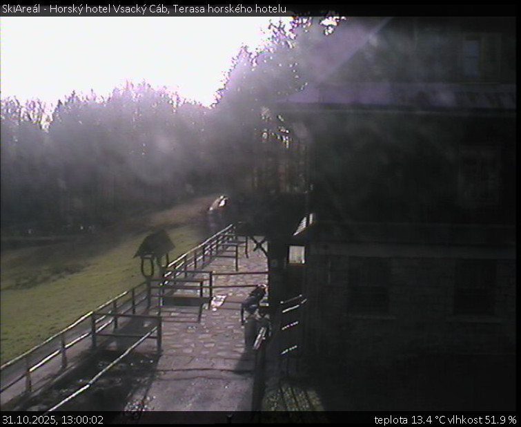 SkiAreál - Horský hotel Vsacký Cáb - Terasa horského hotelu - 31.10.2025 v 13:00 SkiAreál - Horský hotel Vsacký Cáb - Terasa horského hotelu - 31.10.2025 v 13:00
