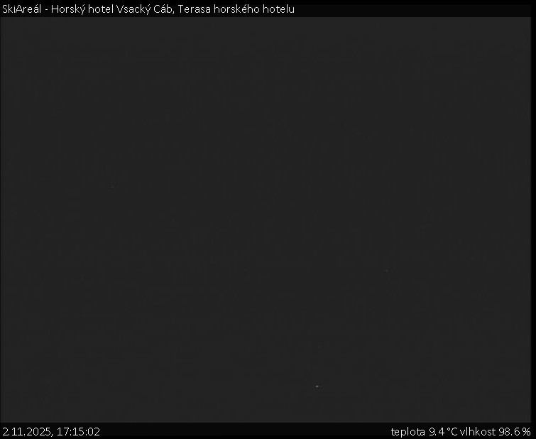 SkiAreál - Horský hotel Vsacký Cáb - Terasa horského hotelu - 2.11.2025 v 17:15 SkiAreál - Horský hotel Vsacký Cáb - Terasa horského hotelu - 2.11.2025 v 17:15