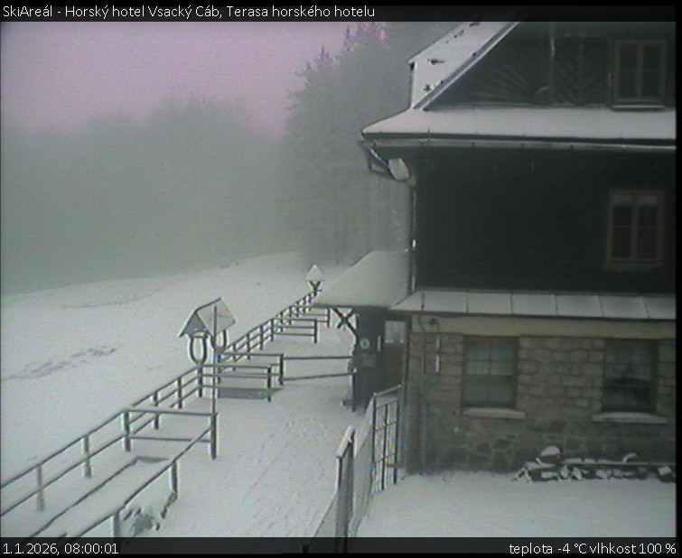 SkiAreál - Horský hotel Vsacký Cáb - Terasa horského hotelu - 1.1.2026 v 08:00