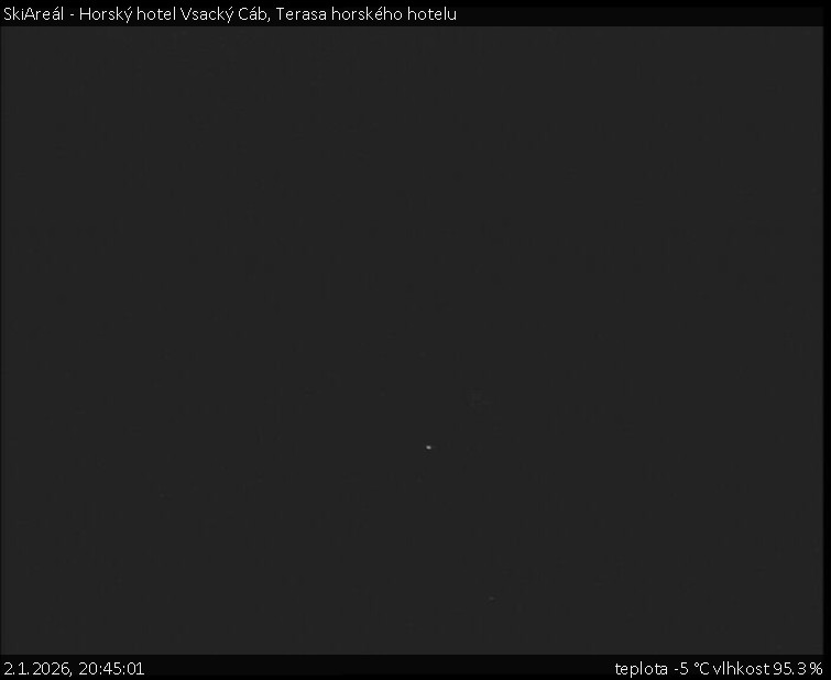 SkiAreál - Horský hotel Vsacký Cáb - Terasa horského hotelu - 2.1.2026 v 20:45