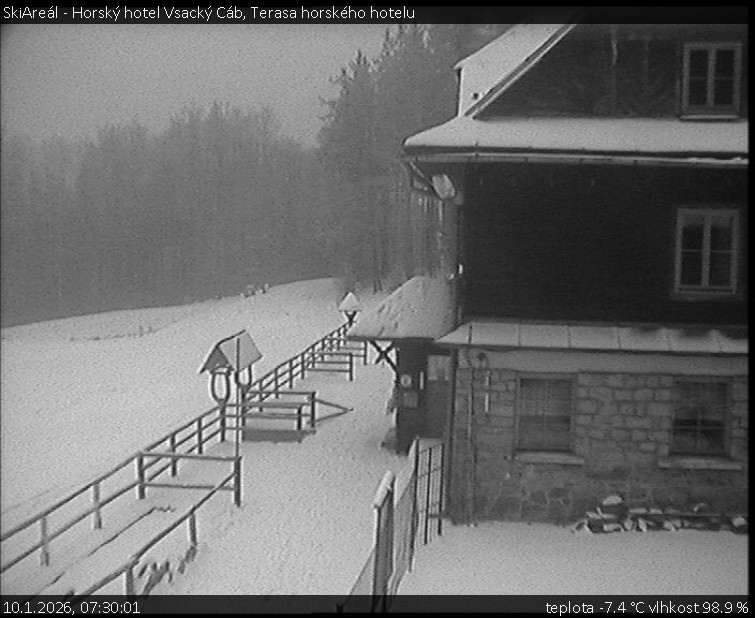 SkiAreál - Horský hotel Vsacký Cáb - Terasa horského hotelu - 10.1.2026 v 07:30