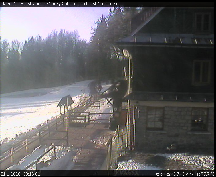 SkiAreál - Horský hotel Vsacký Cáb - Terasa horského hotelu - 21.1.2026 v 08:15