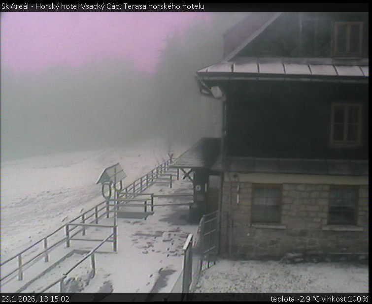 SkiAreál - Horský hotel Vsacký Cáb - Terasa horského hotelu - 29.1.2026 v 13:15