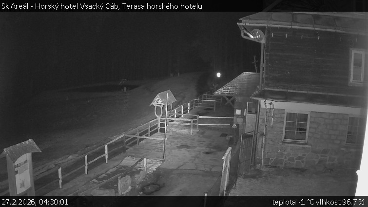 SkiAreál - Horský hotel Vsacký Cáb - Terasa horského hotelu - 27.2.2026 v 04:30
