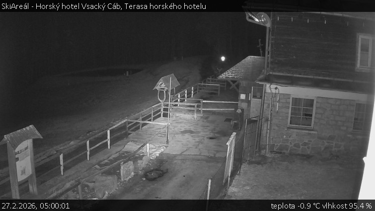 SkiAreál - Horský hotel Vsacký Cáb - Terasa horského hotelu - 27.2.2026 v 05:00