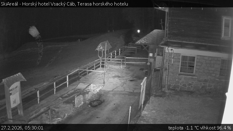 SkiAreál - Horský hotel Vsacký Cáb - Terasa horského hotelu - 27.2.2026 v 05:30