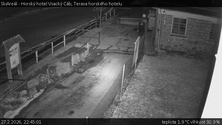 SkiAreál - Horský hotel Vsacký Cáb - Terasa horského hotelu - 27.2.2026 v 22:45