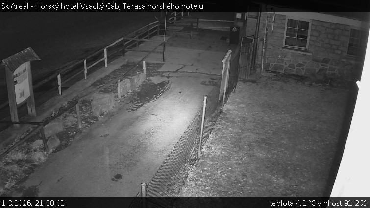 SkiAreál - Horský hotel Vsacký Cáb - Terasa horského hotelu - 1.3.2026 v 21:30