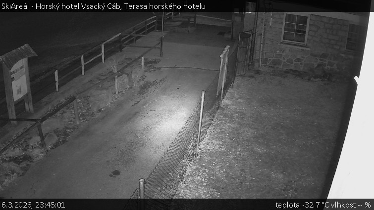 SkiAreál - Horský hotel Vsacký Cáb - Terasa horského hotelu - 6.3.2026 v 23:45