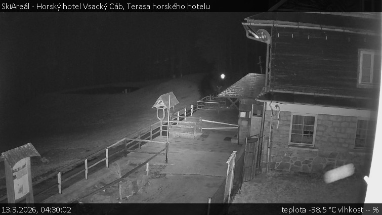 SkiAreál - Horský hotel Vsacký Cáb - Terasa horského hotelu - 13.3.2026 v 04:30