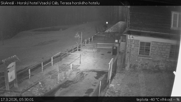 SkiAreál - Horský hotel Vsacký Cáb - Terasa horského hotelu - 17.3.2026 v 05:30