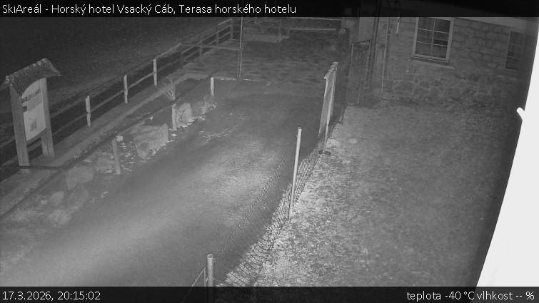 SkiAreál - Horský hotel Vsacký Cáb - Terasa horského hotelu - 17.3.2026 v 20:15