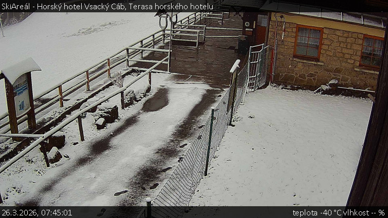 SkiAreál - Horský hotel Vsacký Cáb - Terasa horského hotelu - 26.3.2026 v 07:45
