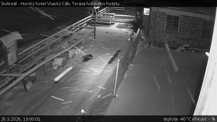 SkiAreál - Horský hotel Vsacký Cáb - Terasa horského hotelu - 26.3.2026 v 19:00