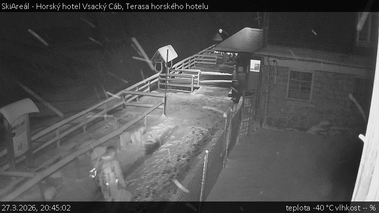 SkiAreál - Horský hotel Vsacký Cáb - Terasa horského hotelu - 27.3.2026 v 20:45